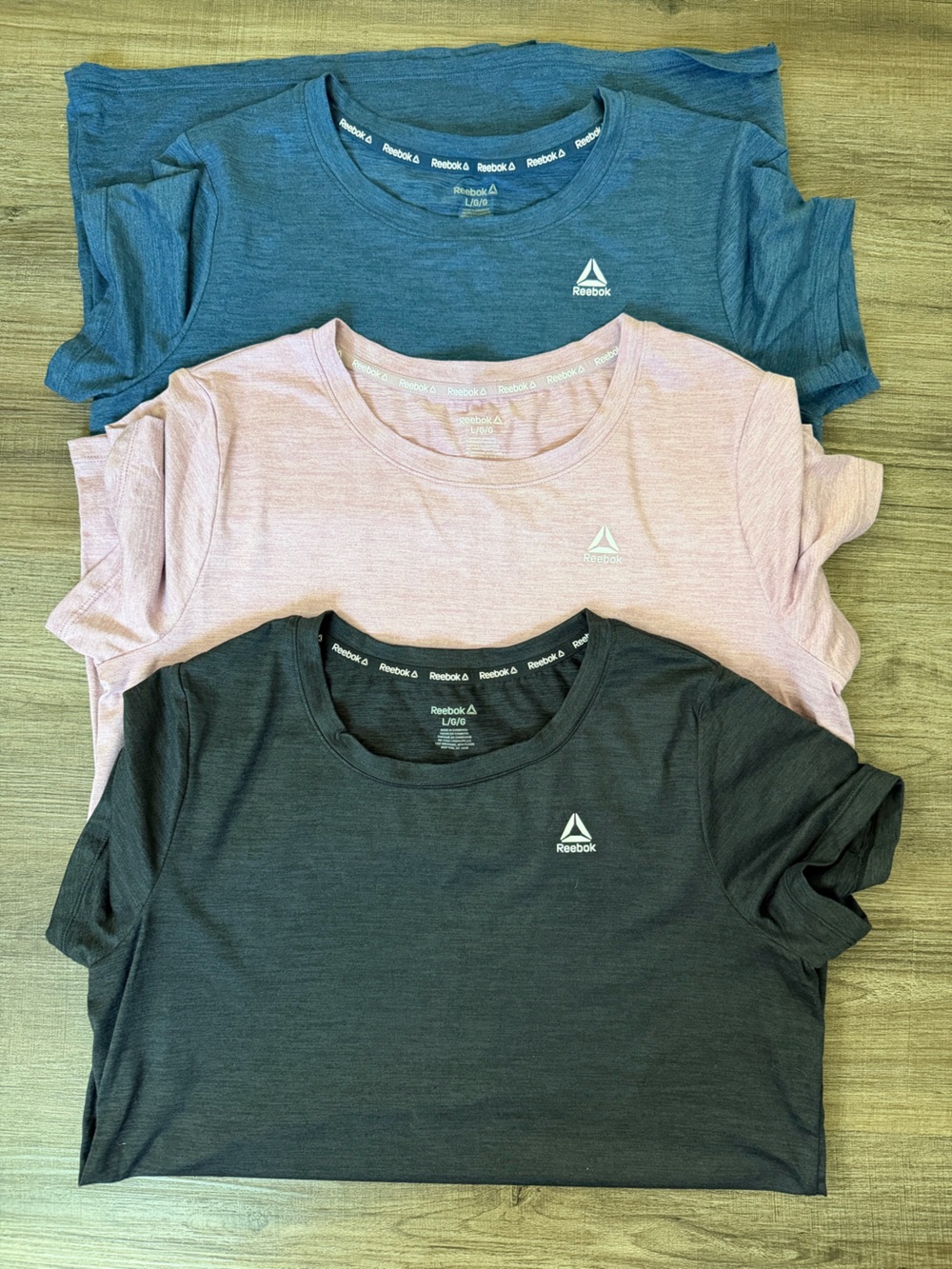 Reebok Short Sleeve Tee Trio in Blue, Pink & Black